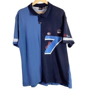 Vintage 90s Bugle Boy Jean Co 77 Hip Hop Polo Blue XL